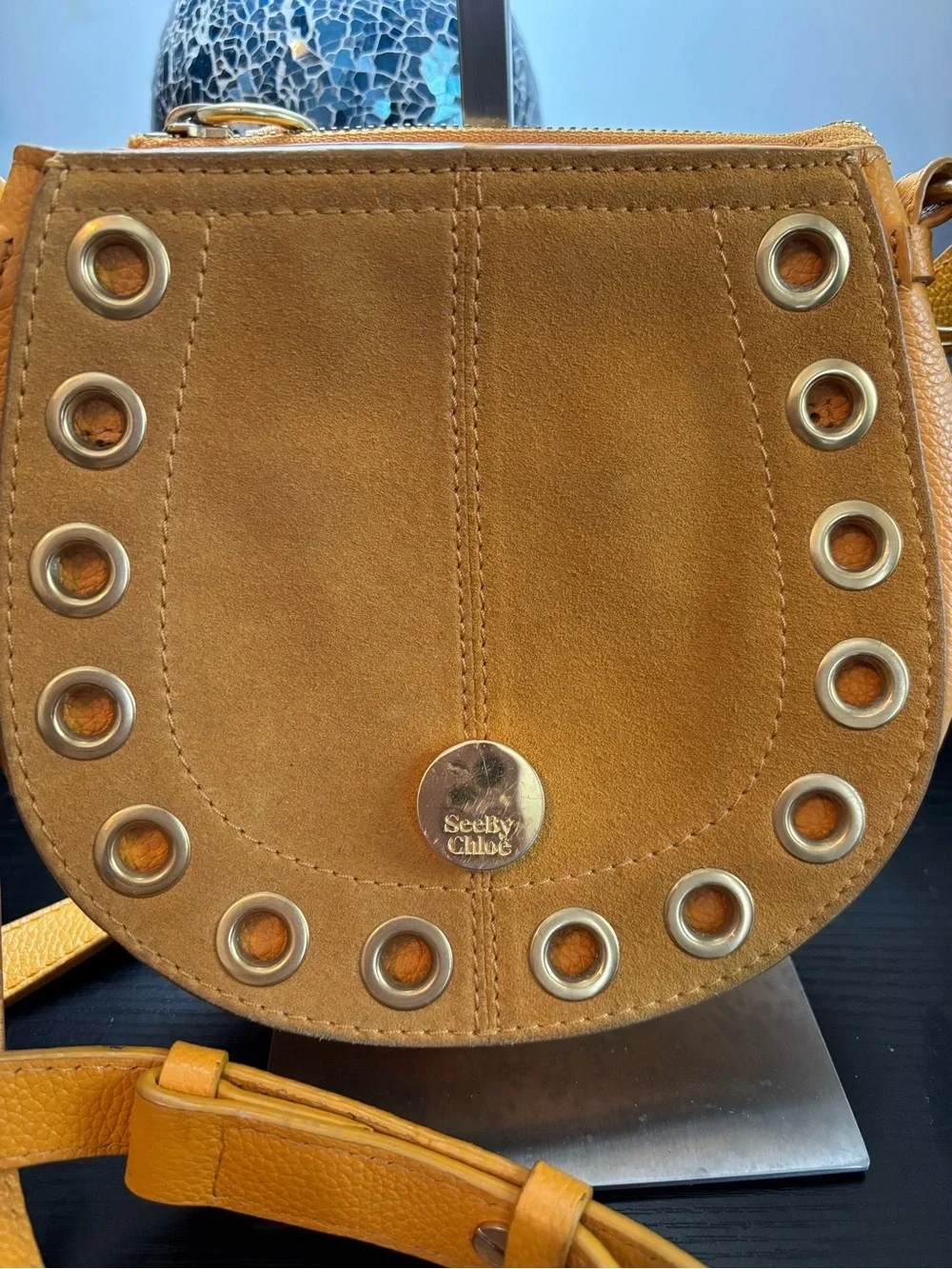 Authentic See by Chloé Kriss Small Hobo Crossbody Bag - Yellow/Gold - Picture 2 of 11